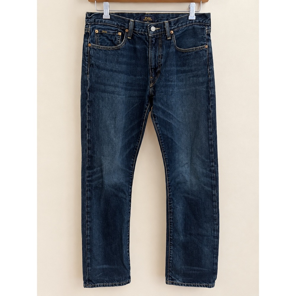 Polo Ralph Lauren Varick Slim Straight Jeans Mens 32x30 Dark Wash Denim Blue